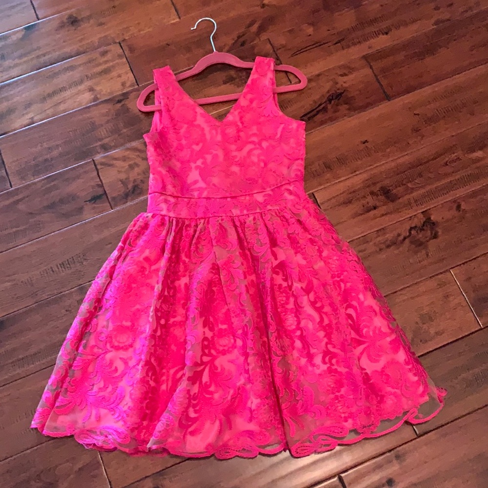 Un Deux Trois Fuchsia Lace Dress